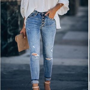 VICI: Redwood high rise button front skinny